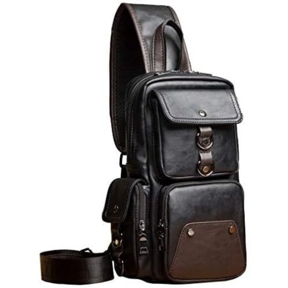 Other - Hebetag Leather Sling Bag Crossbody Backpack for Men Women Travel